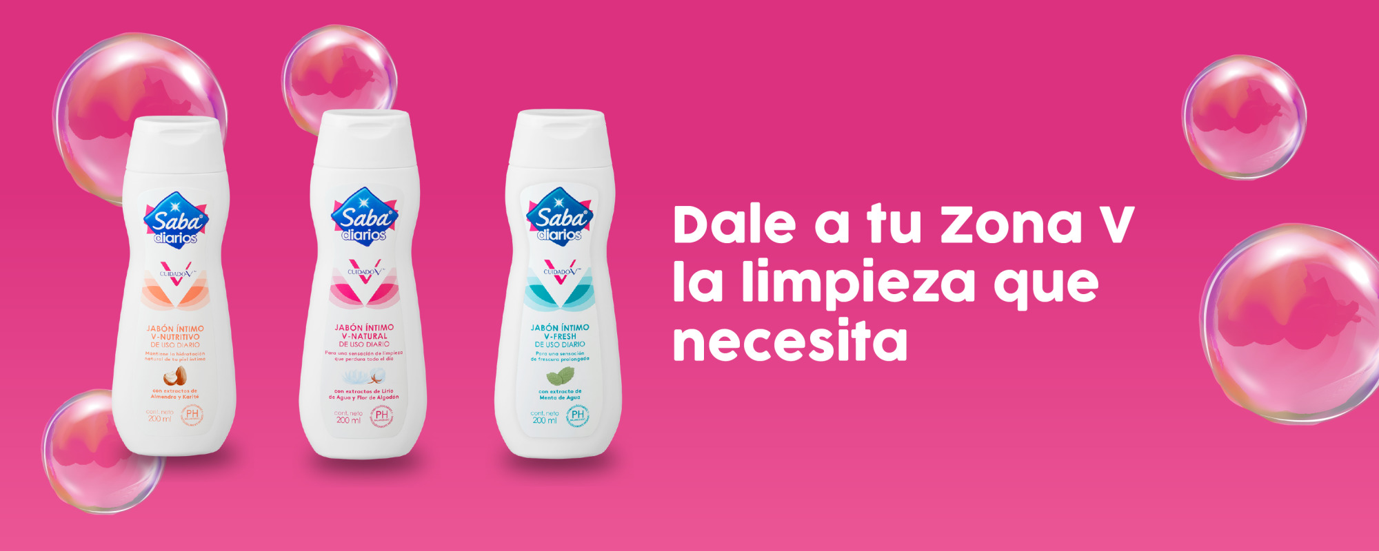 Imagen de los jabones intimos sobre un fondo rosa - Saba
